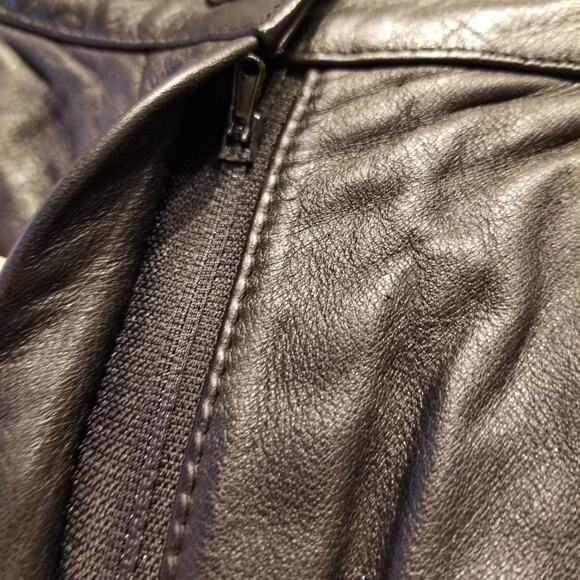 Vintage High Waisted Leather Pants Hi Rise Cow Leather Pockets Zipper Size 10 - Picture 7 of 16